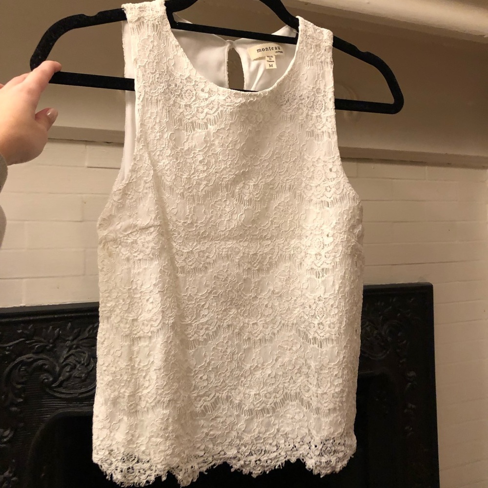 White Lace Tank Blouse